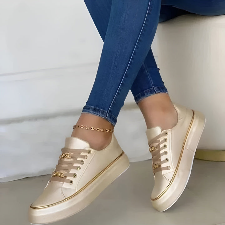 Women's Orthopedic Sneakers Lace Up Metallic Detail