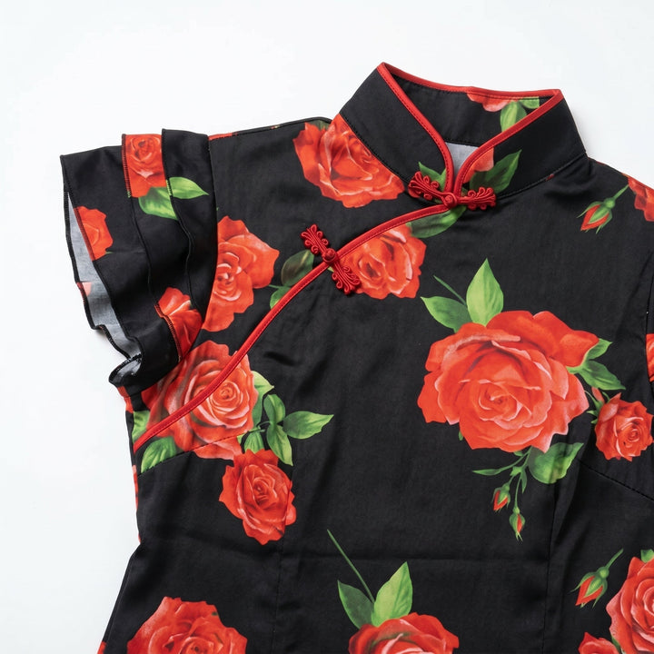 Women's Floral Ruffle Sleeve Maxi Dress