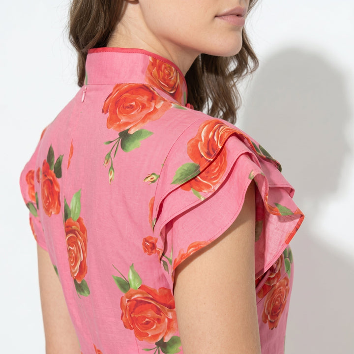 Women's Floral Ruffle Sleeve Maxi Dress