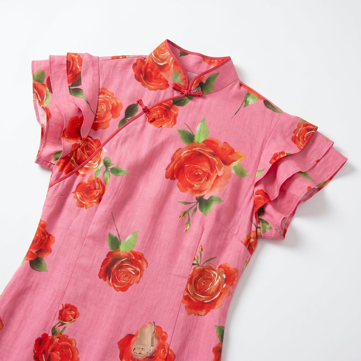 Women's Floral Ruffle Sleeve Maxi Dress
