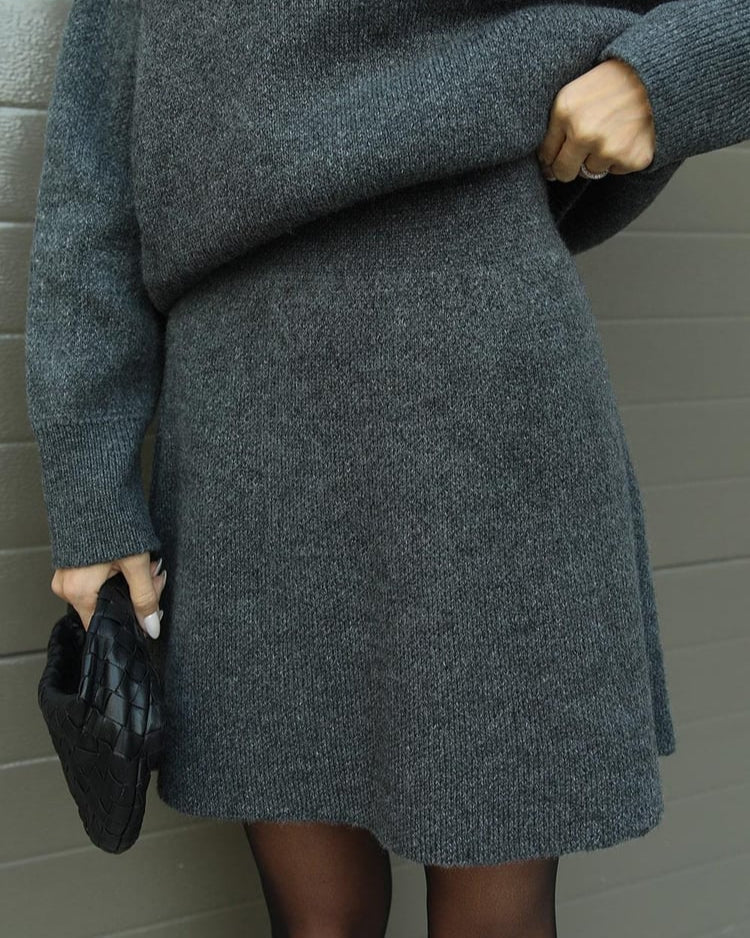 Aisling | Women's Ribbed Knit Jumper and Midi Skirt Set