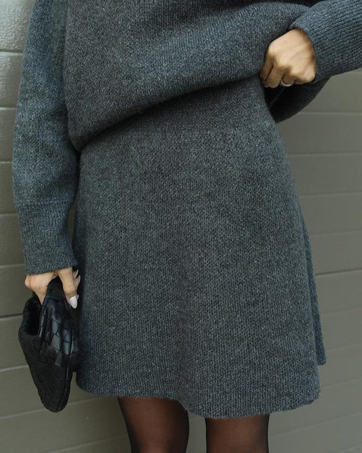 Aisling | Women's Ribbed Knit Jumper and Midi Skirt Set