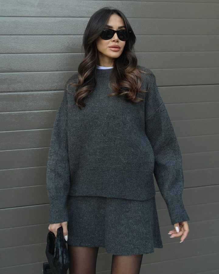 Aisling | Women's Ribbed Knit Jumper and Midi Skirt Set