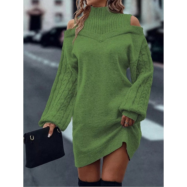 Melody | Women's Cold-Shoulder Roll Neck Jumper Dress