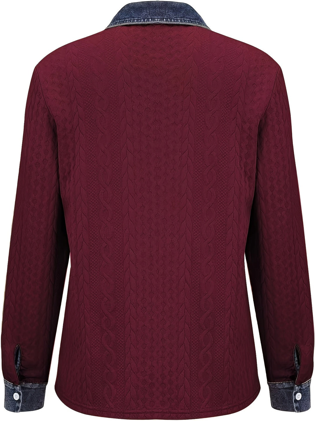 Saffron | Women's Contrast Trim Cable Knit Cardigan