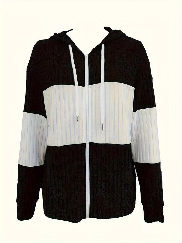 Carmen | Women's Ribbed Colour Block Zip-Up Hoodie