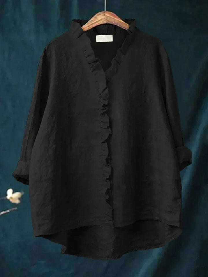 Women's Linen Ruffle Blouse
