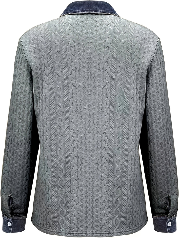 Saffron | Women's Contrast Trim Cable Knit Cardigan