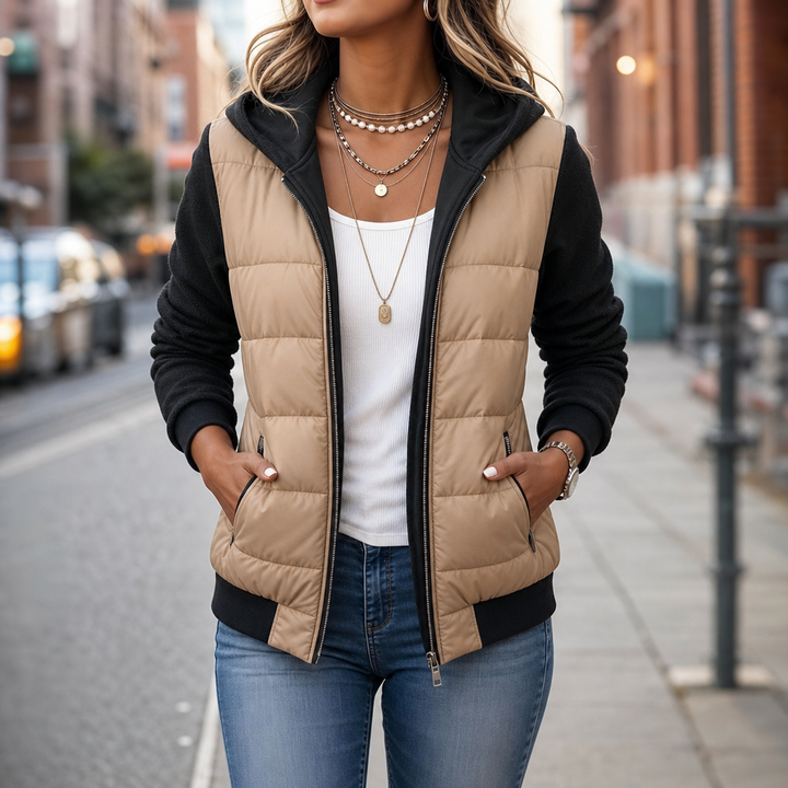 Imelda | Women's Quilted Puffer Jacket with Knit Sleeves