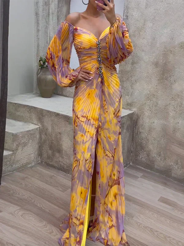 Women's Elegant V Neck Midi Dress Flattering Fit