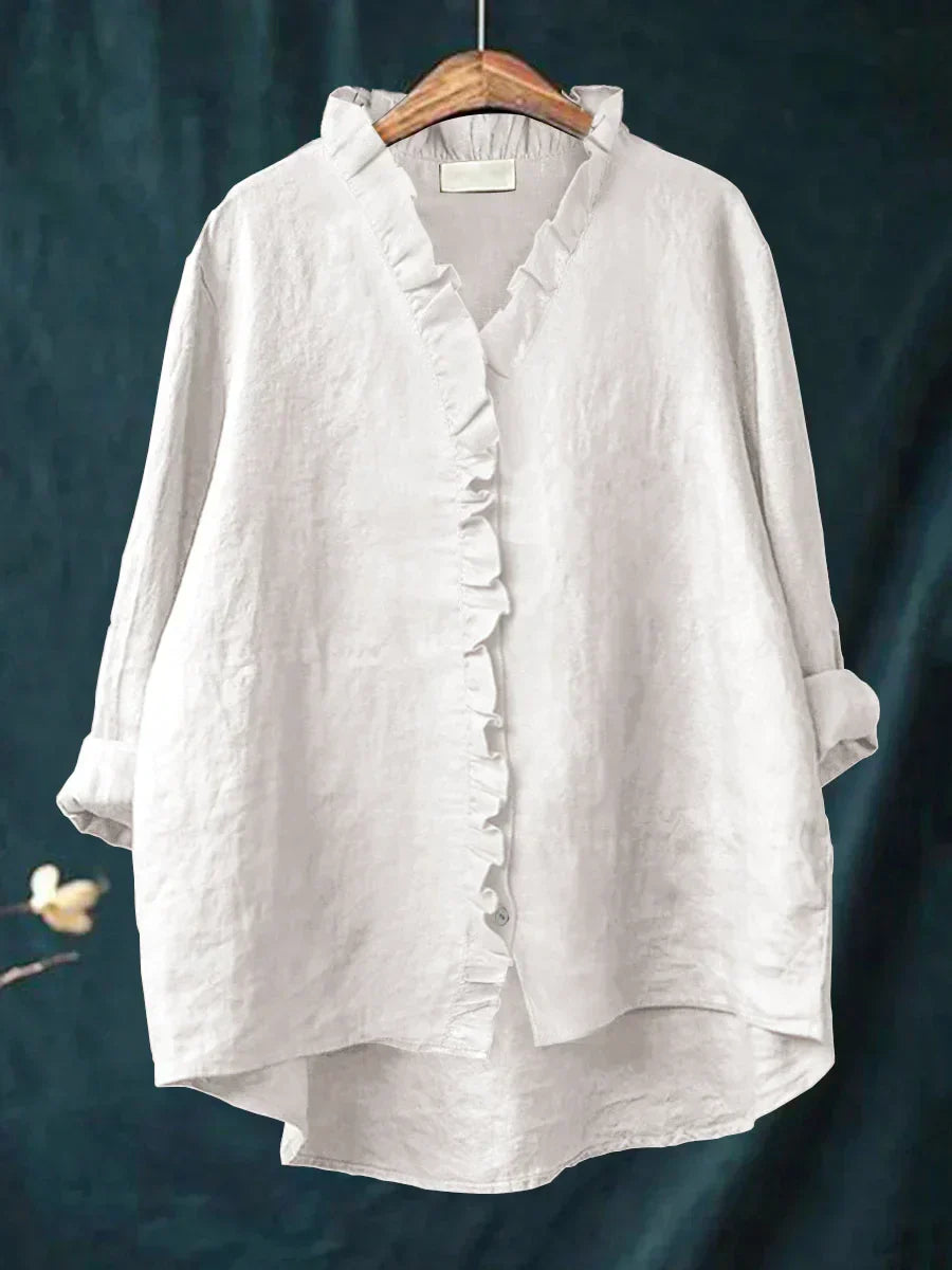 Women's Linen Ruffle Blouse