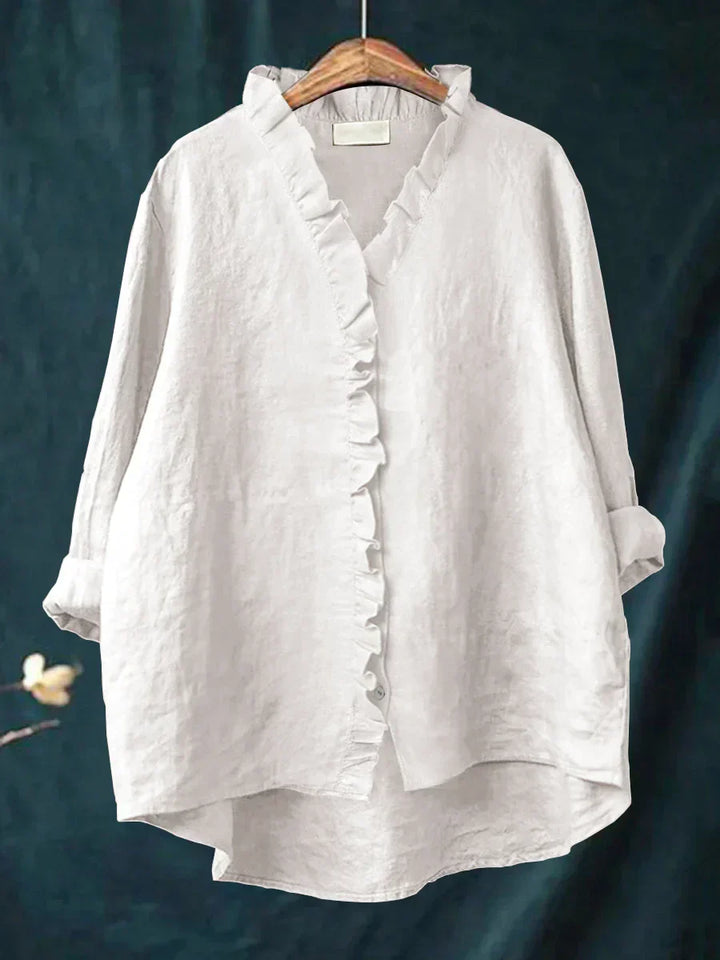 Women's Linen Ruffle Blouse