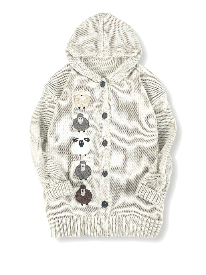 Sorrel | Women's Chunky Knit Hooded Cardigan with Sheep Appliqué