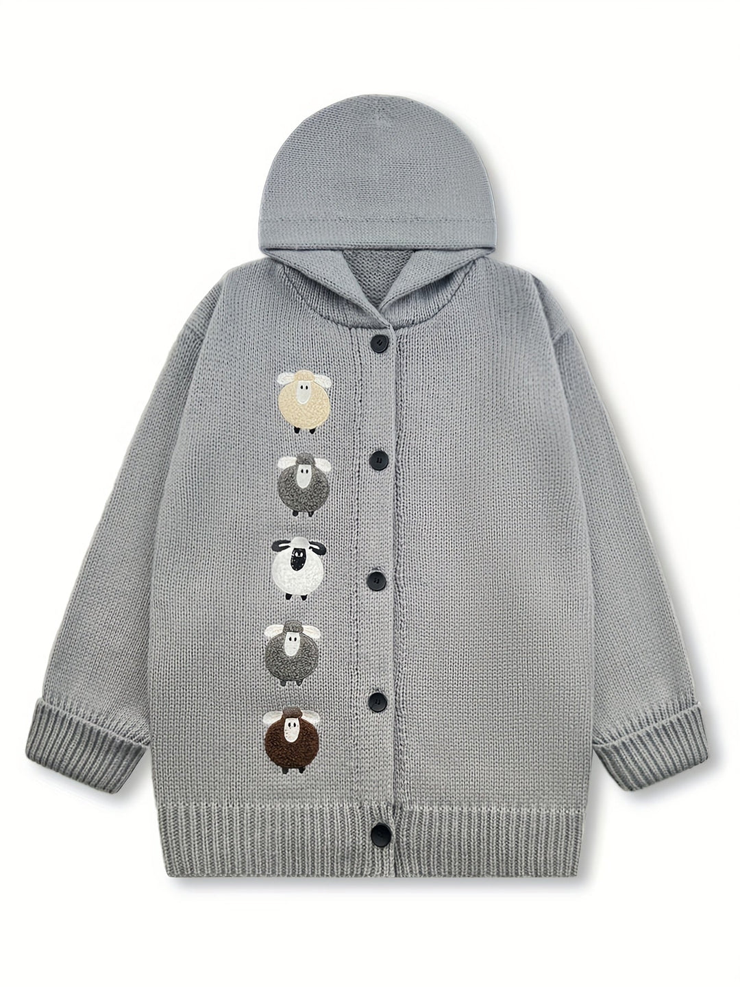 Sorrel | Women's Chunky Knit Hooded Cardigan with Sheep Appliqué