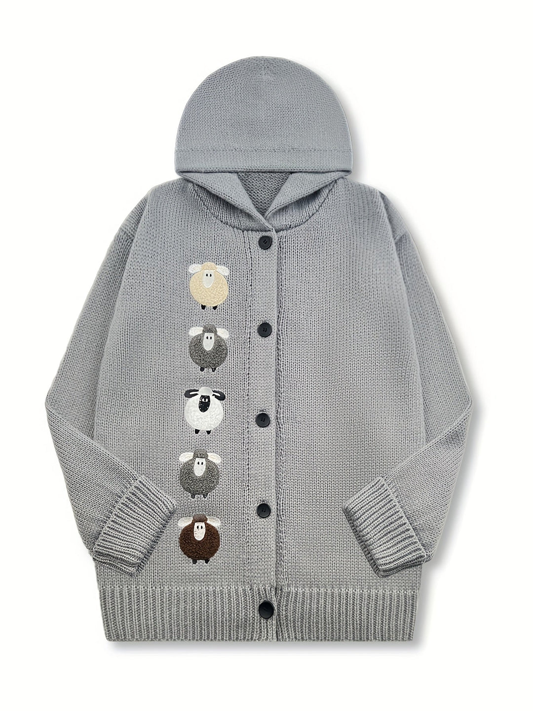 Sorrel | Women's Chunky Knit Hooded Cardigan with Sheep Appliqué