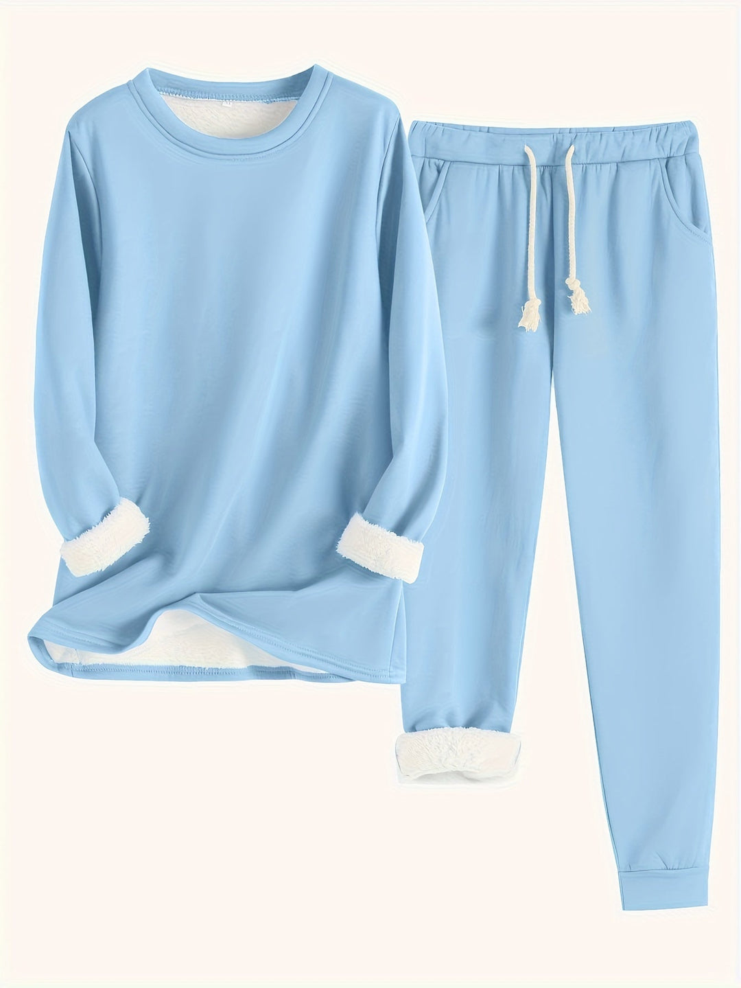 Araminta | Women's Fleece-Trim Sweatshirt and Joggers Loungewear Set
