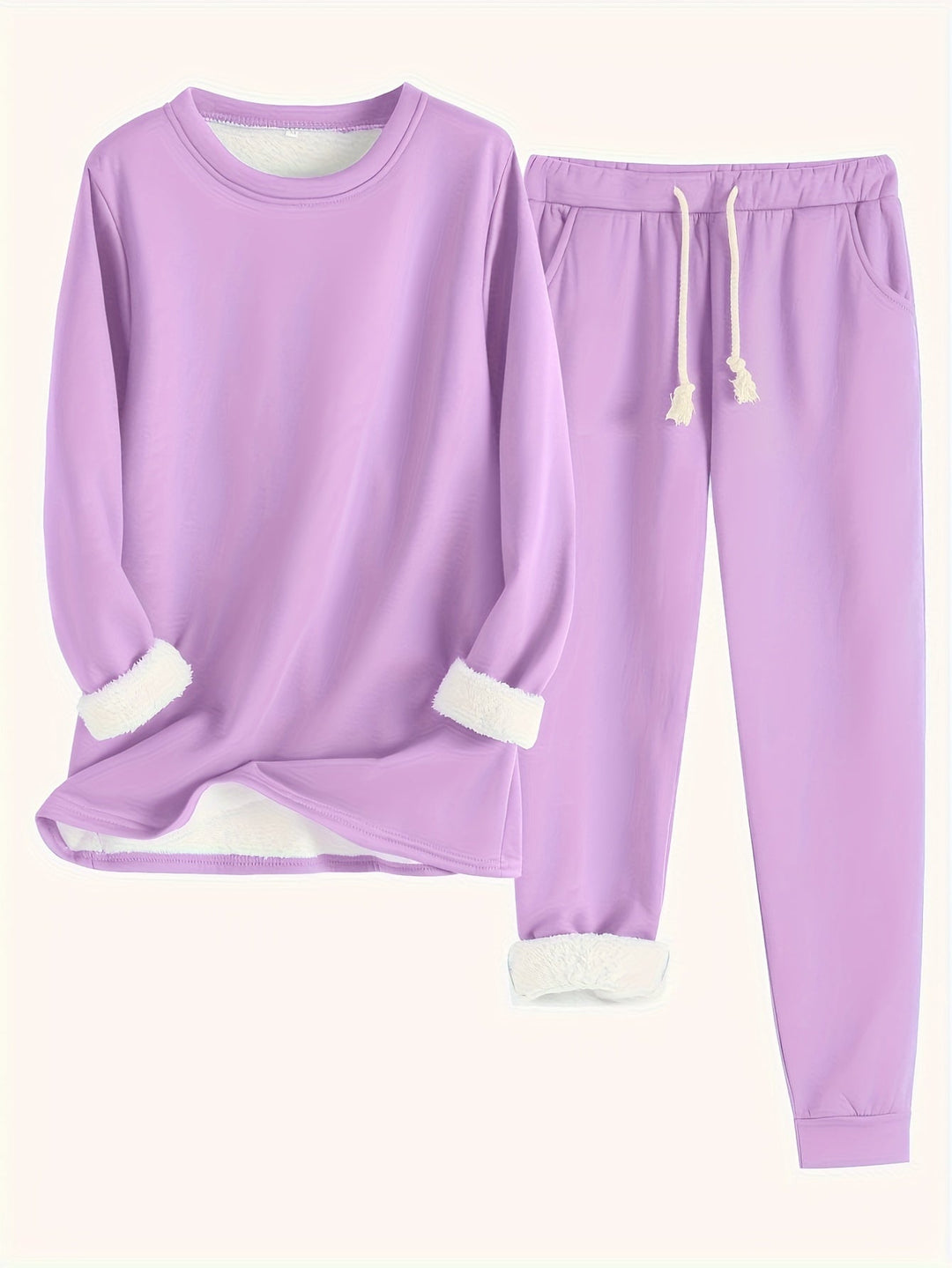 Araminta | Women's Fleece-Trim Sweatshirt and Joggers Loungewear Set