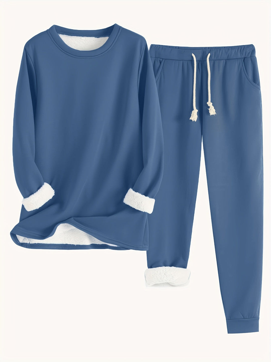 Araminta | Women's Fleece-Trim Sweatshirt and Joggers Loungewear Set