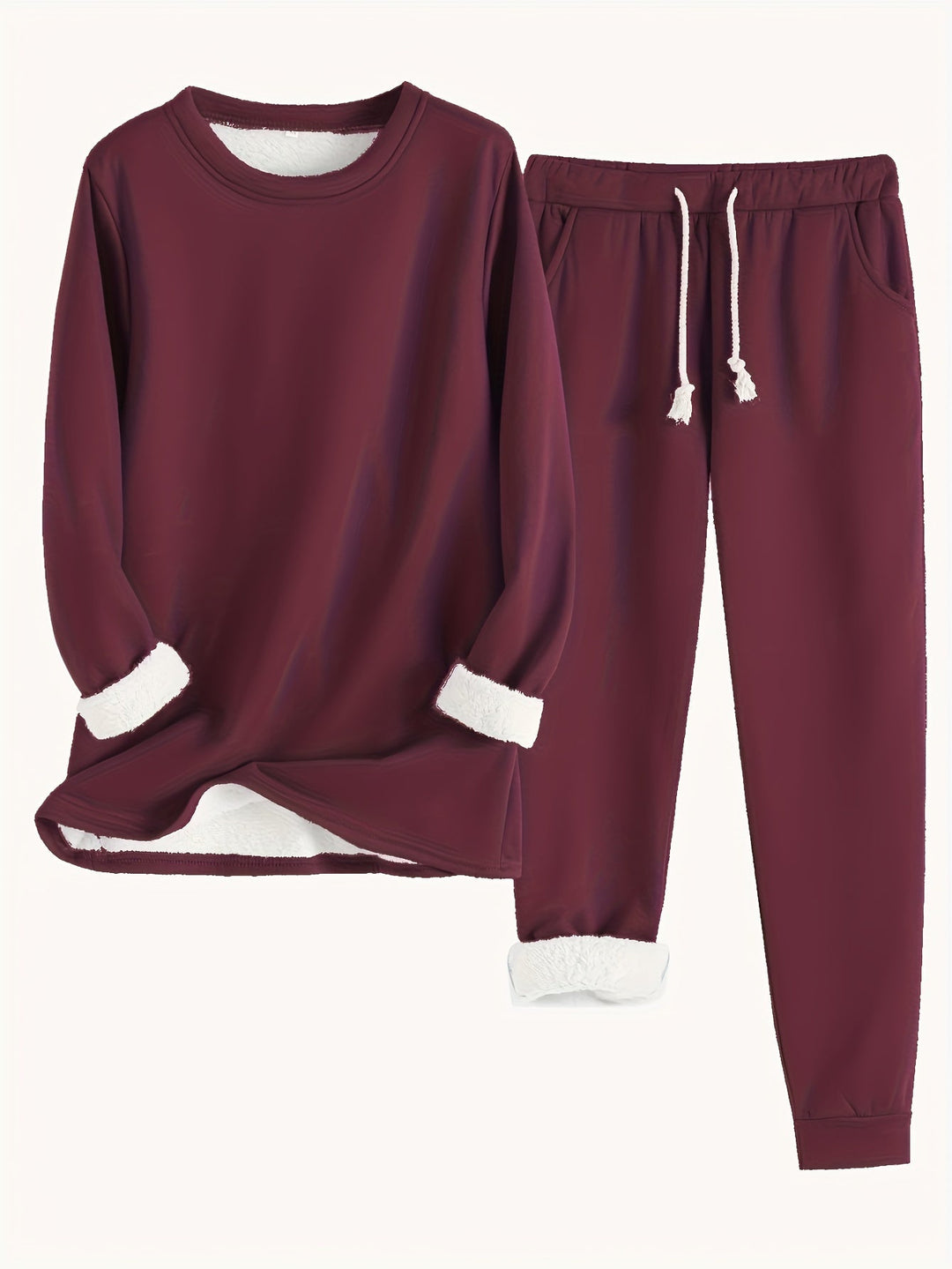 Araminta | Women's Fleece-Trim Sweatshirt and Joggers Loungewear Set