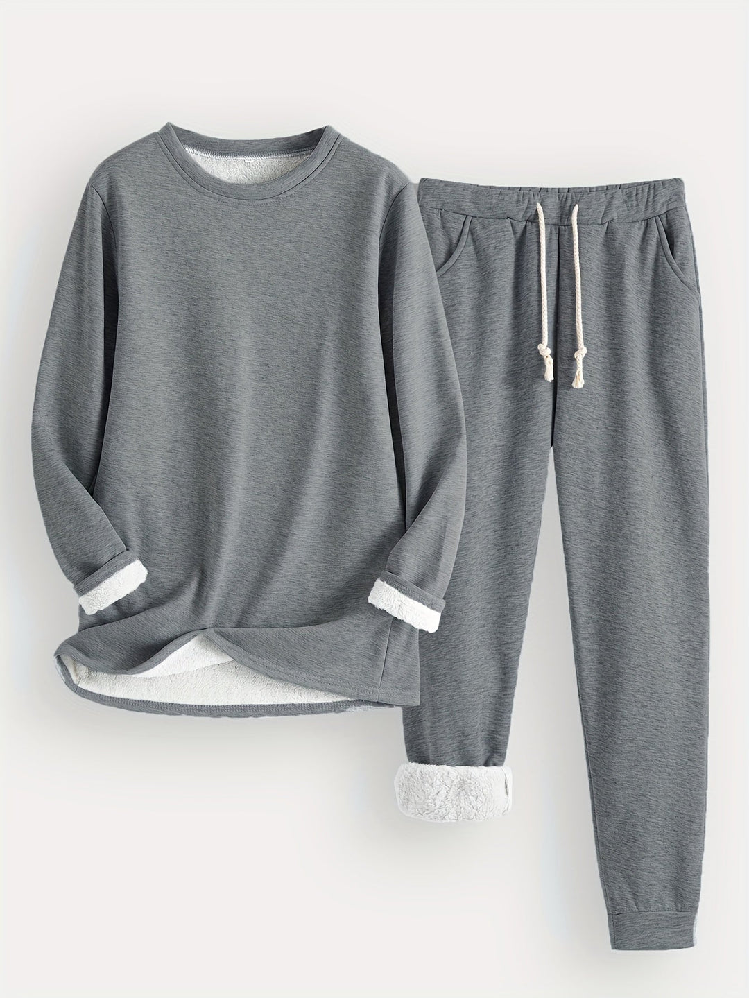 Araminta | Women's Fleece-Trim Sweatshirt and Joggers Loungewear Set