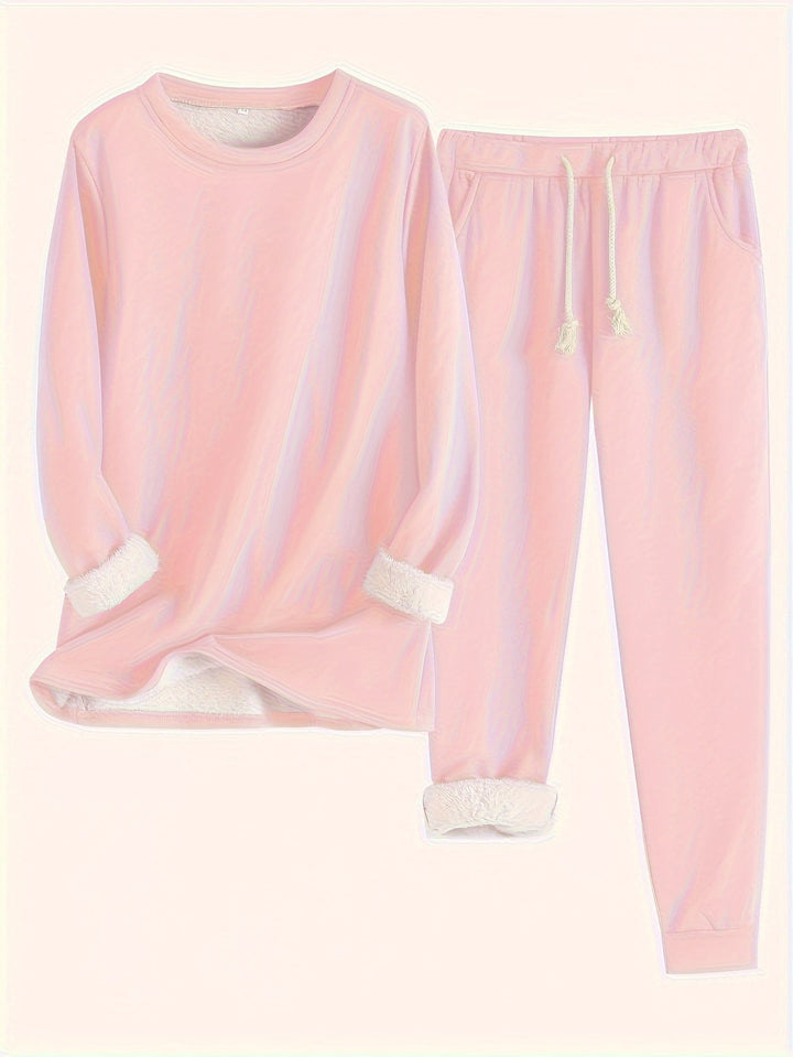 Araminta | Women's Fleece-Trim Sweatshirt and Joggers Loungewear Set