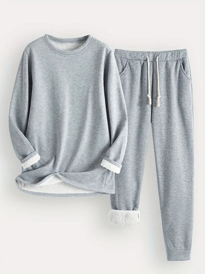 Araminta | Women's Fleece-Trim Sweatshirt and Joggers Loungewear Set