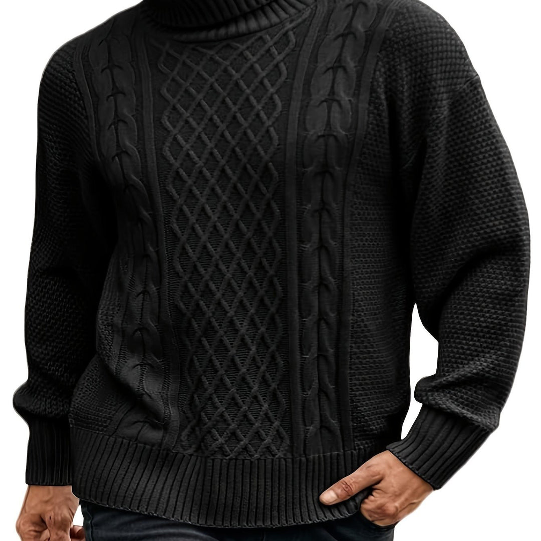 Eamon | Men's Cable Knit Roll Neck Jumper