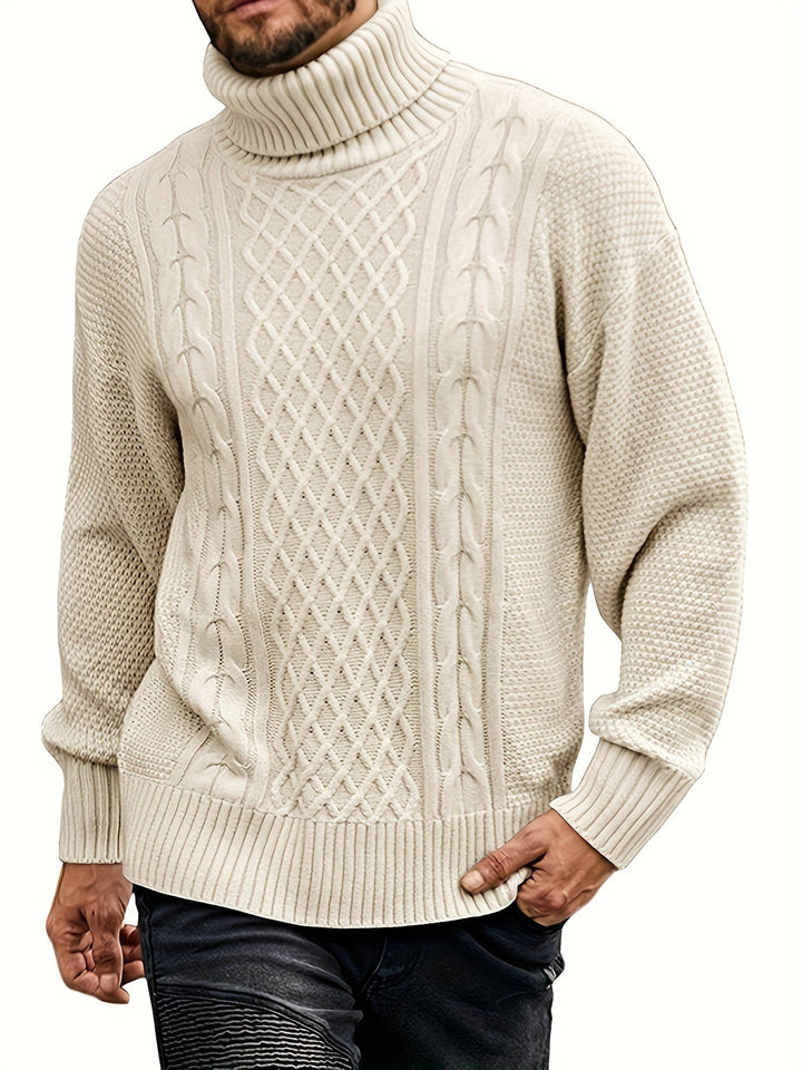 Eamon | Men's Cable Knit Roll Neck Jumper