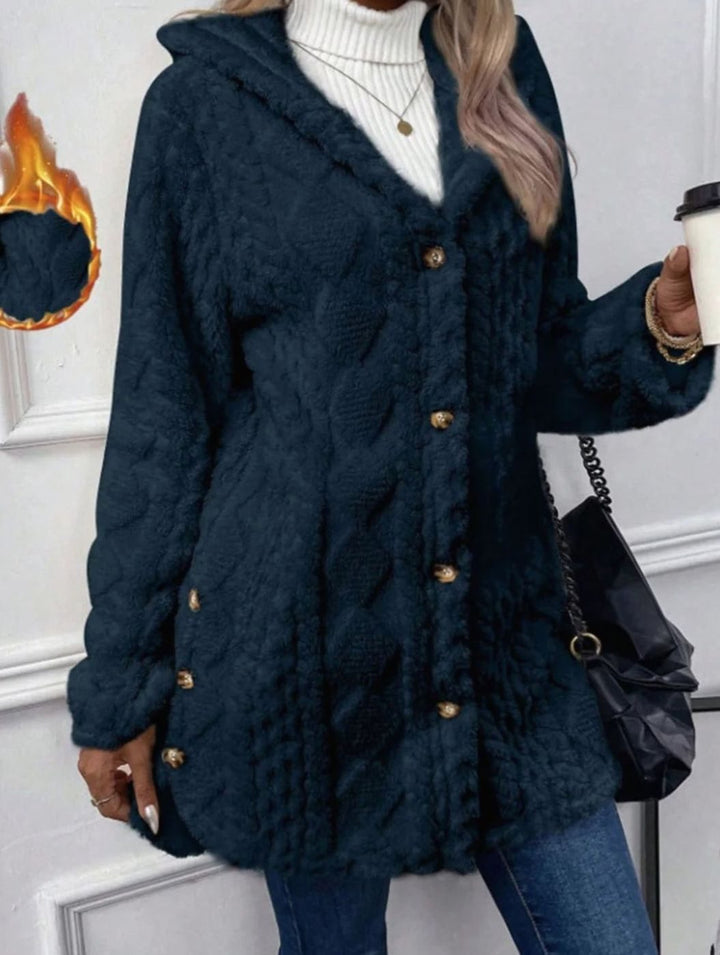 Perdita | Women's Textured Hooded Button-Up Jacket