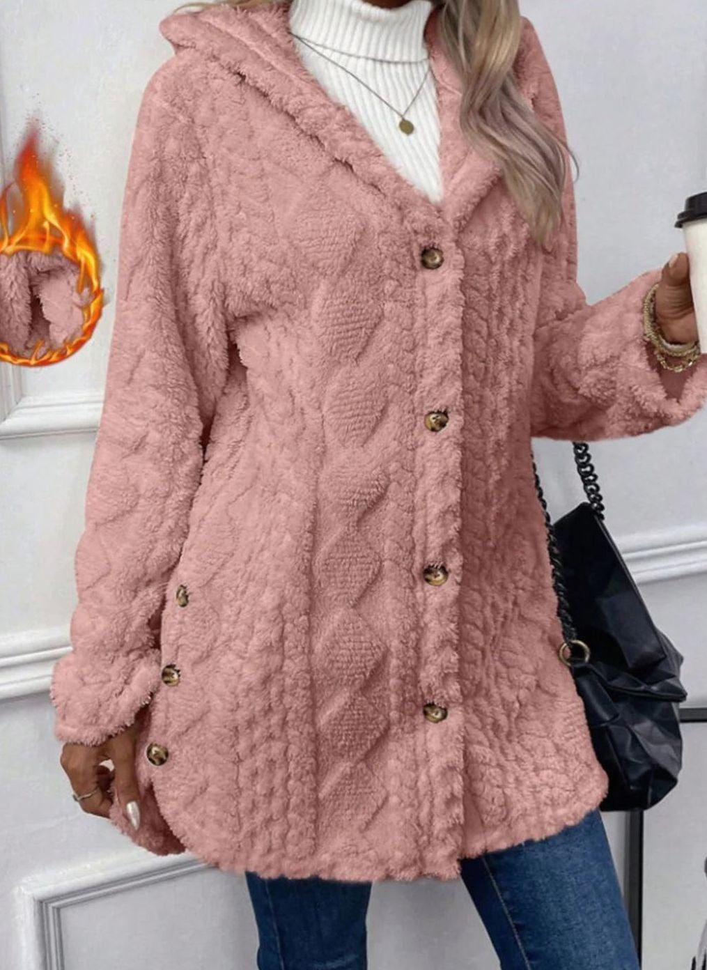 Perdita | Women's Textured Hooded Button-Up Jacket
