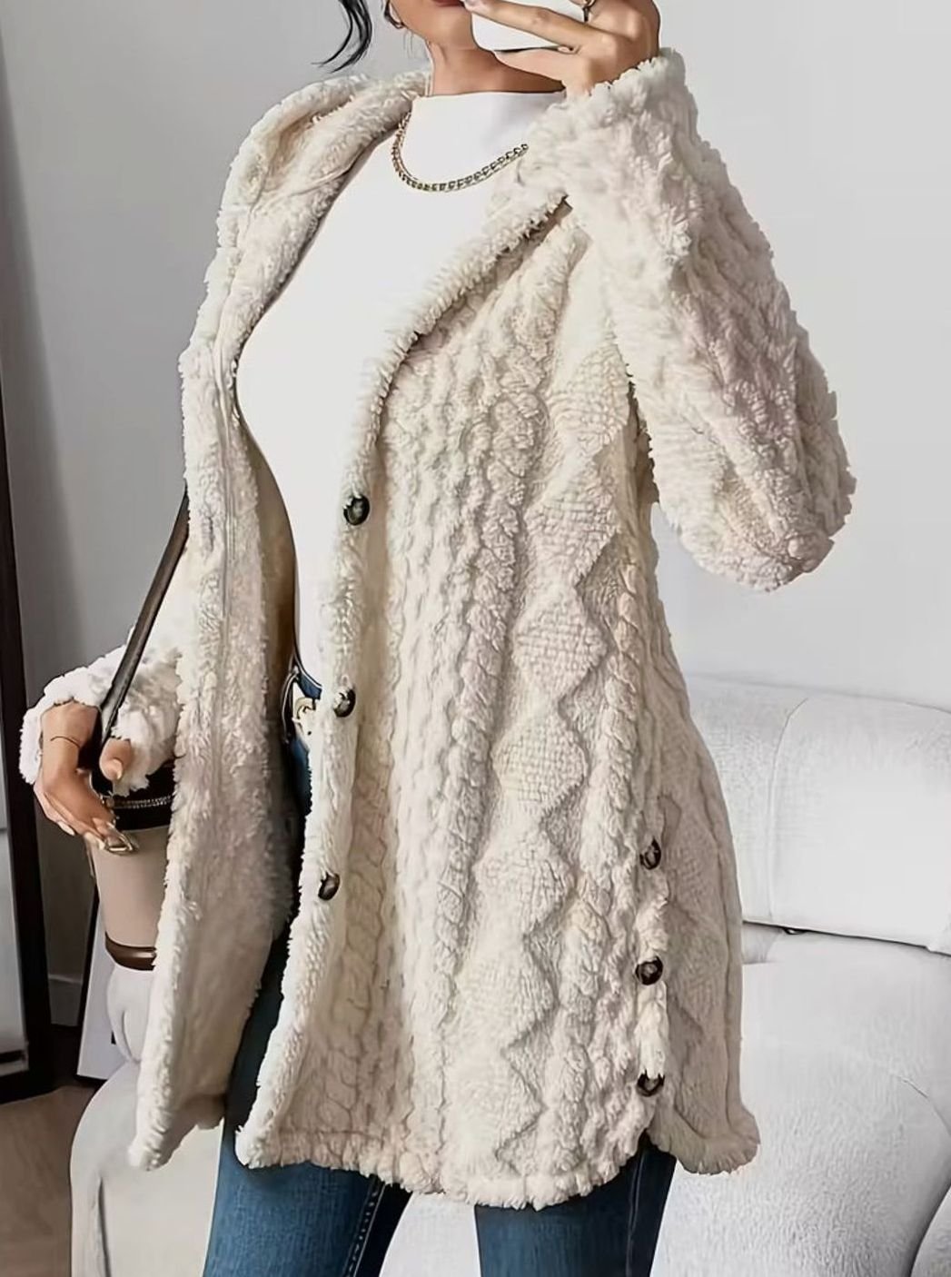 Perdita | Women's Textured Hooded Button-Up Jacket