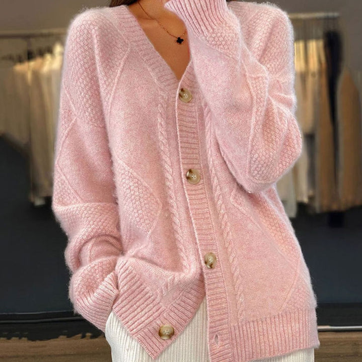 Hilda | Women's Oversized Cable Knit V-Neck Cardigan