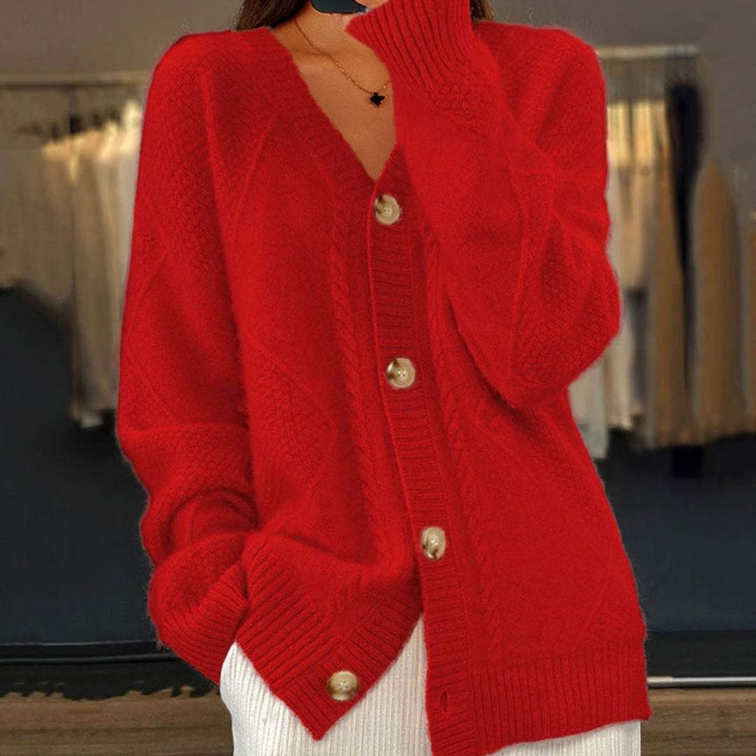Hilda | Women's Oversized Cable Knit V-Neck Cardigan