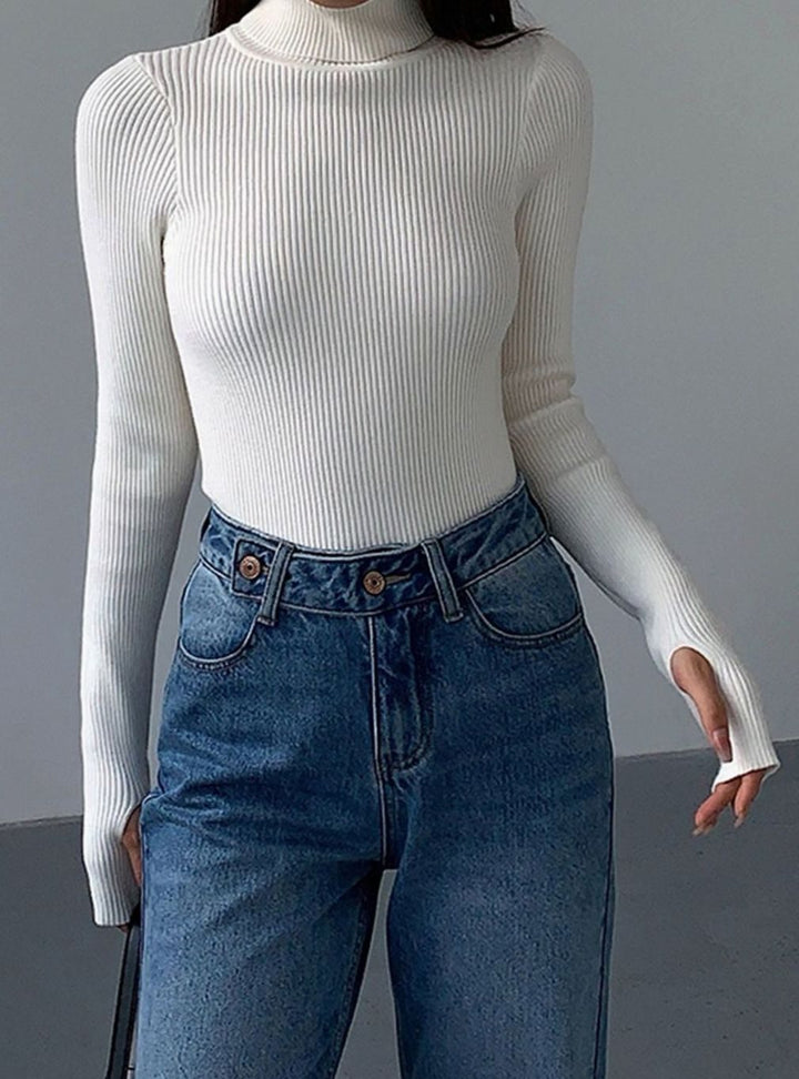 Roberta | Women's Slim Fit Ribbed Roll Neck Jumper
