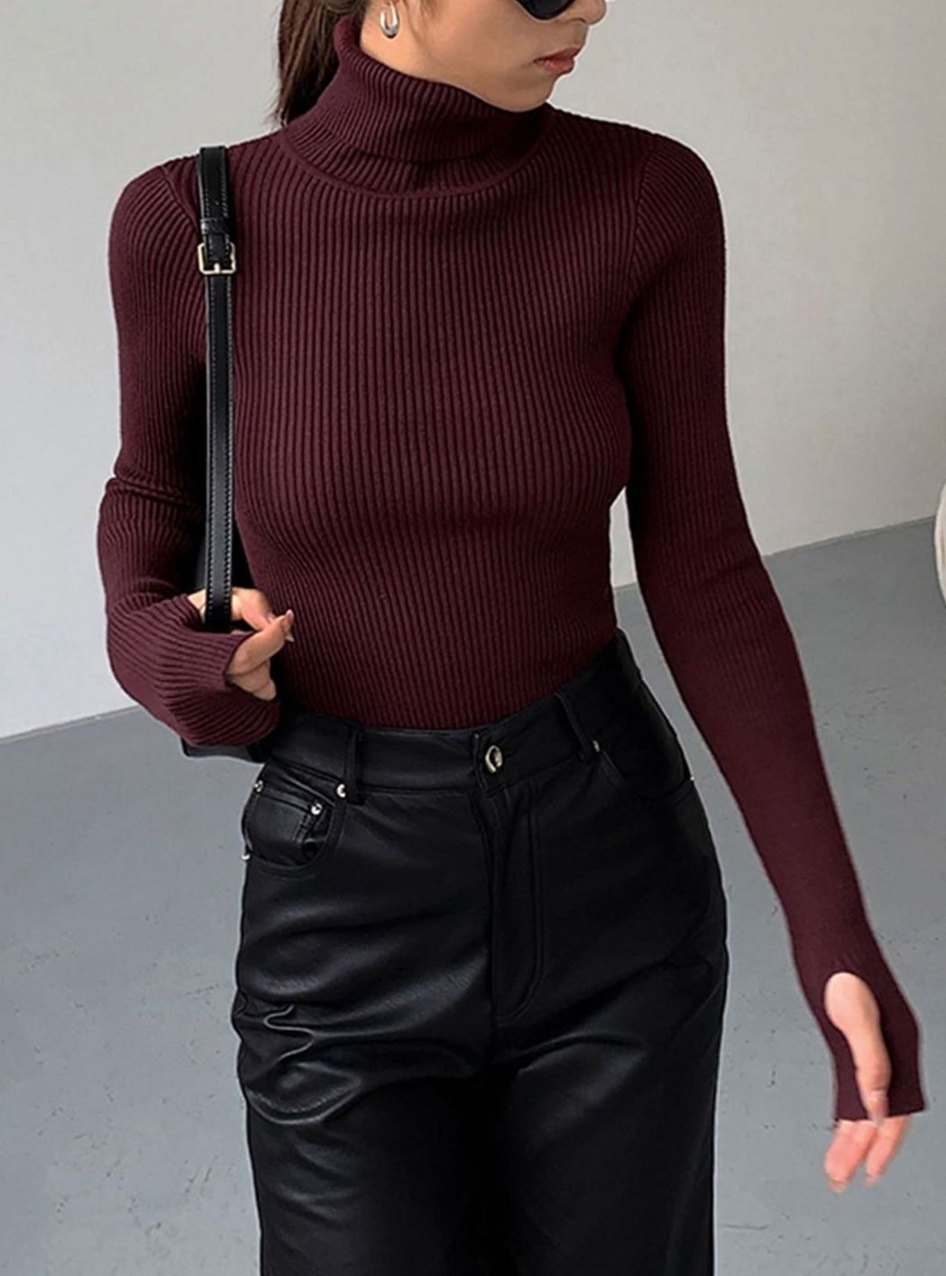 Roberta | Women's Slim Fit Ribbed Roll Neck Jumper
