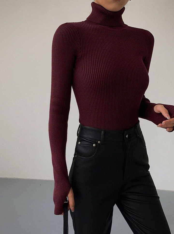 Roberta | Women's Slim Fit Ribbed Roll Neck Jumper