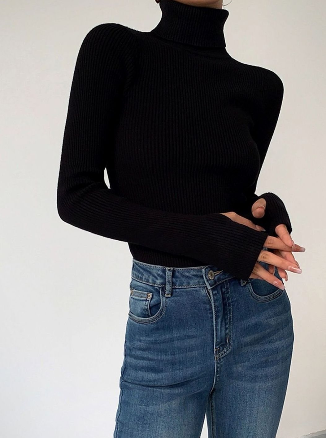 Roberta | Women's Slim Fit Ribbed Roll Neck Jumper