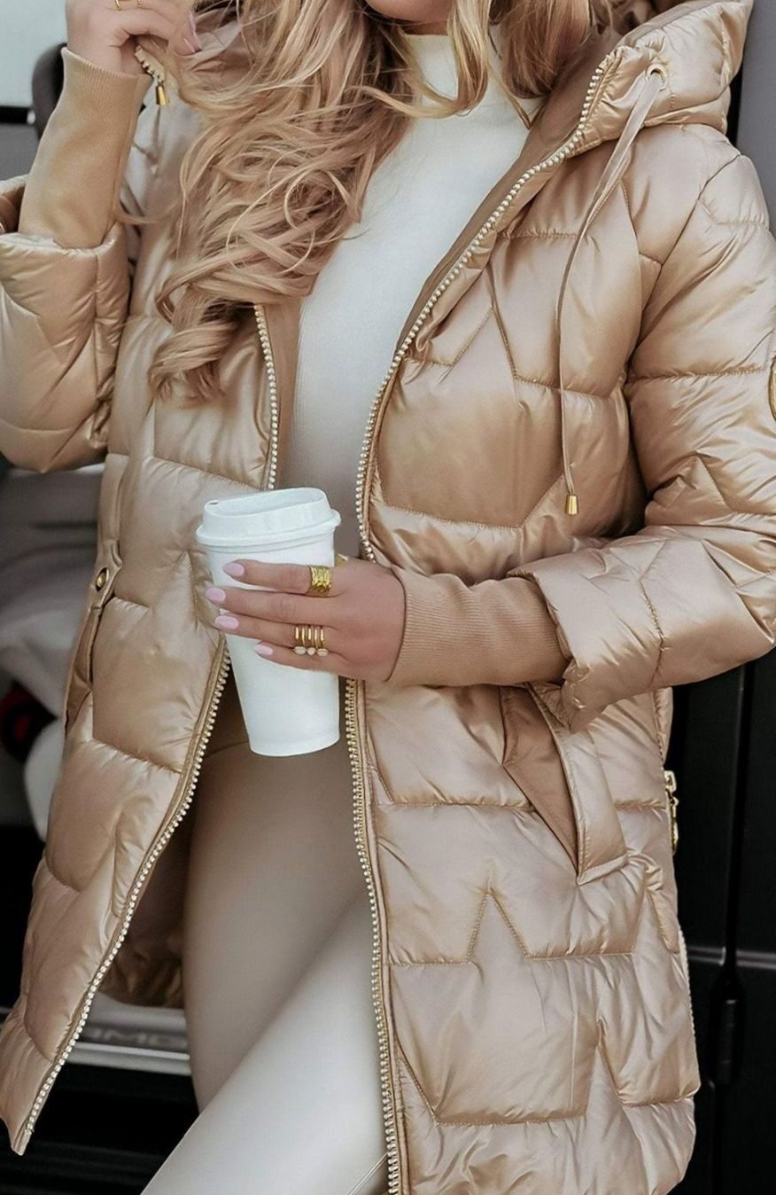 Elvira | Women's Metallic Quilted Hooded Puffer Jacket