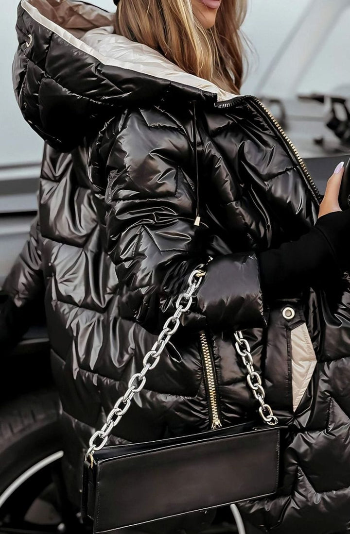 Elvira | Women's Metallic Quilted Hooded Puffer Jacket
