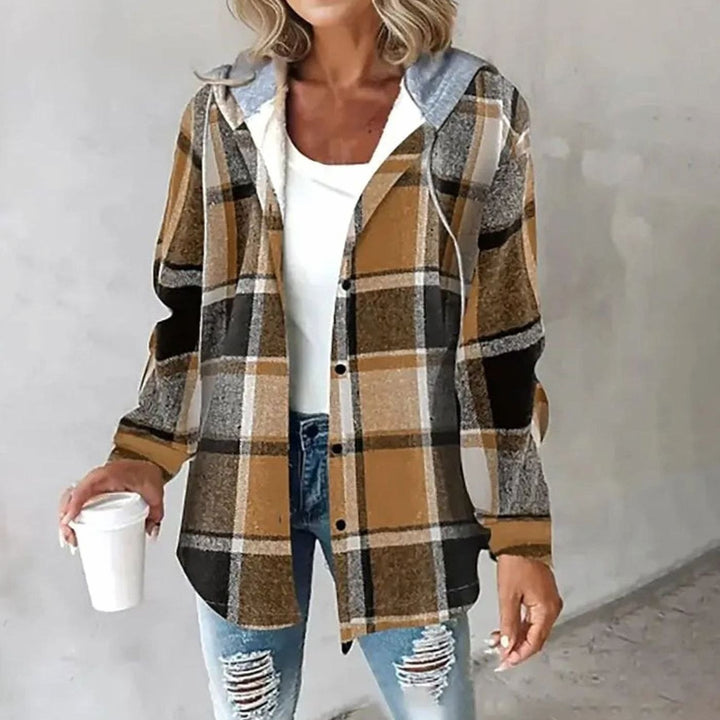 Michaela | Women's Checked Hooded Button-Up Shacket