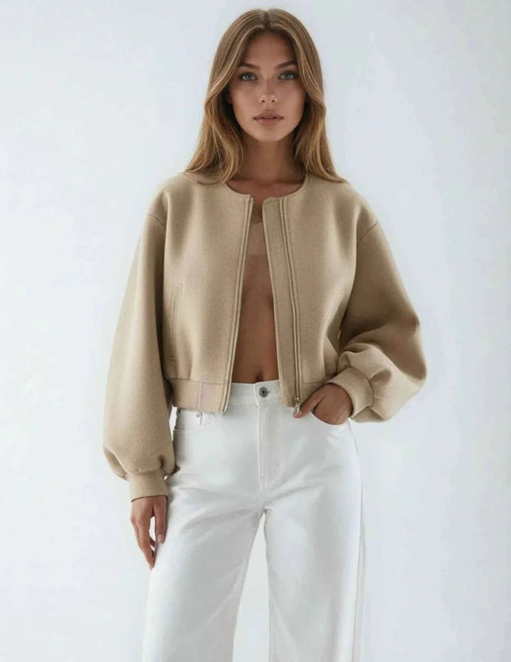 Elinor | Women's Oversized Cropped Bomber Jacket with Balloon Sleeves