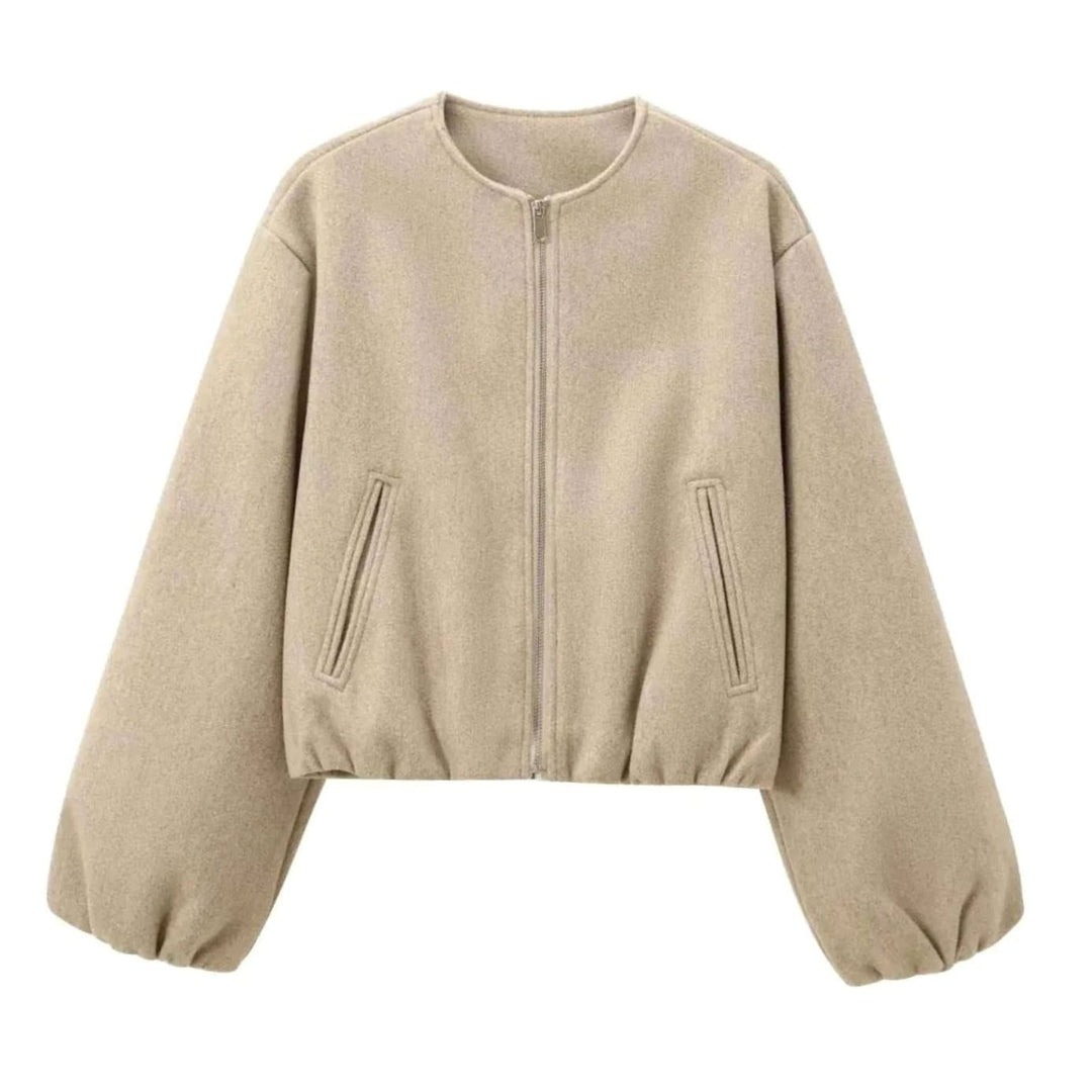 Elinor | Women's Oversized Cropped Bomber Jacket with Balloon Sleeves