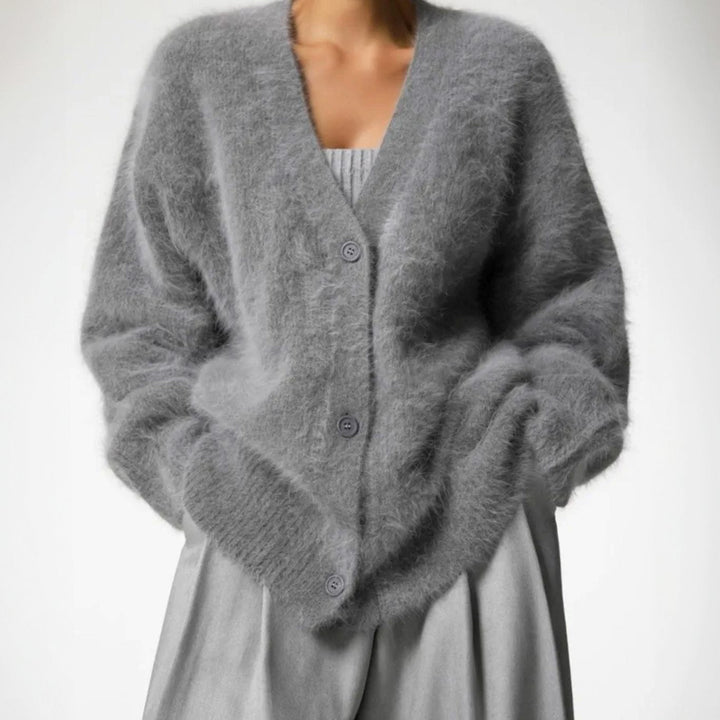 Althea | Women's Oversized Fluffy V-Neck Cardigan