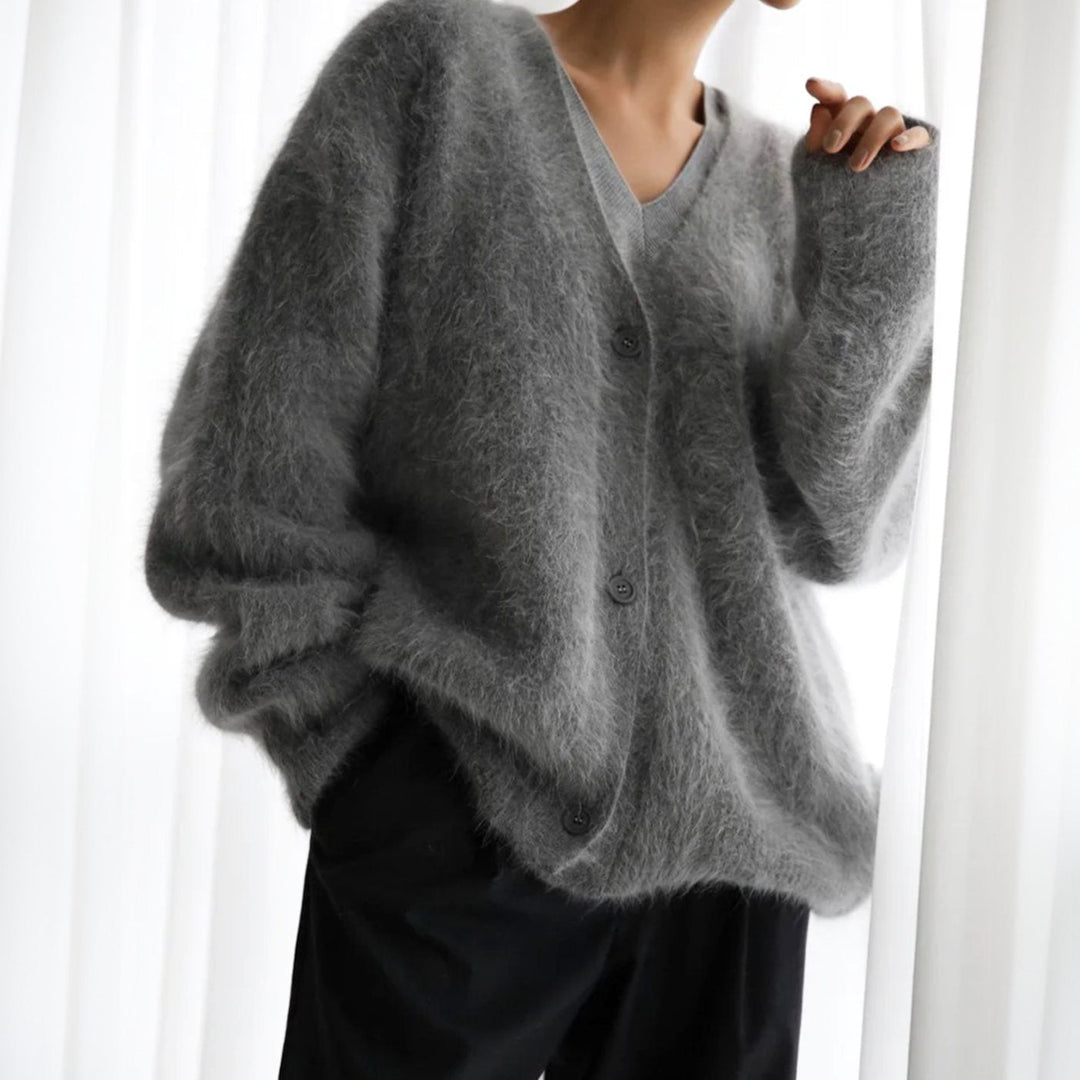 Althea | Women's Oversized Fluffy V-Neck Cardigan