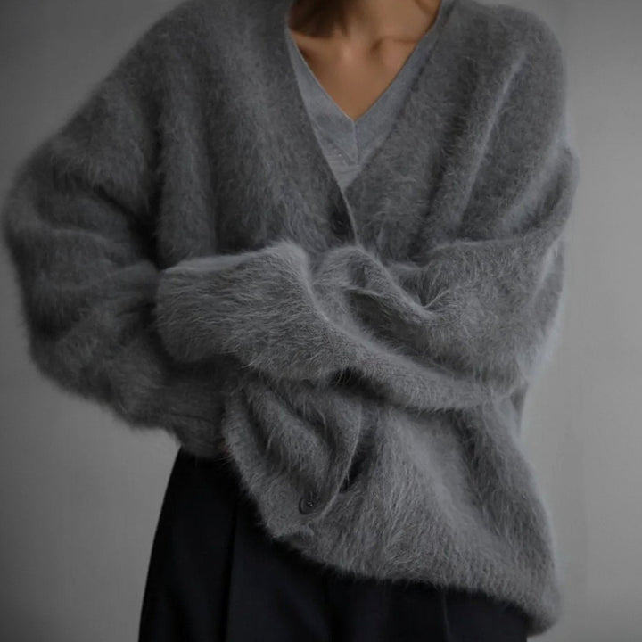 Althea | Women's Oversized Fluffy V-Neck Cardigan
