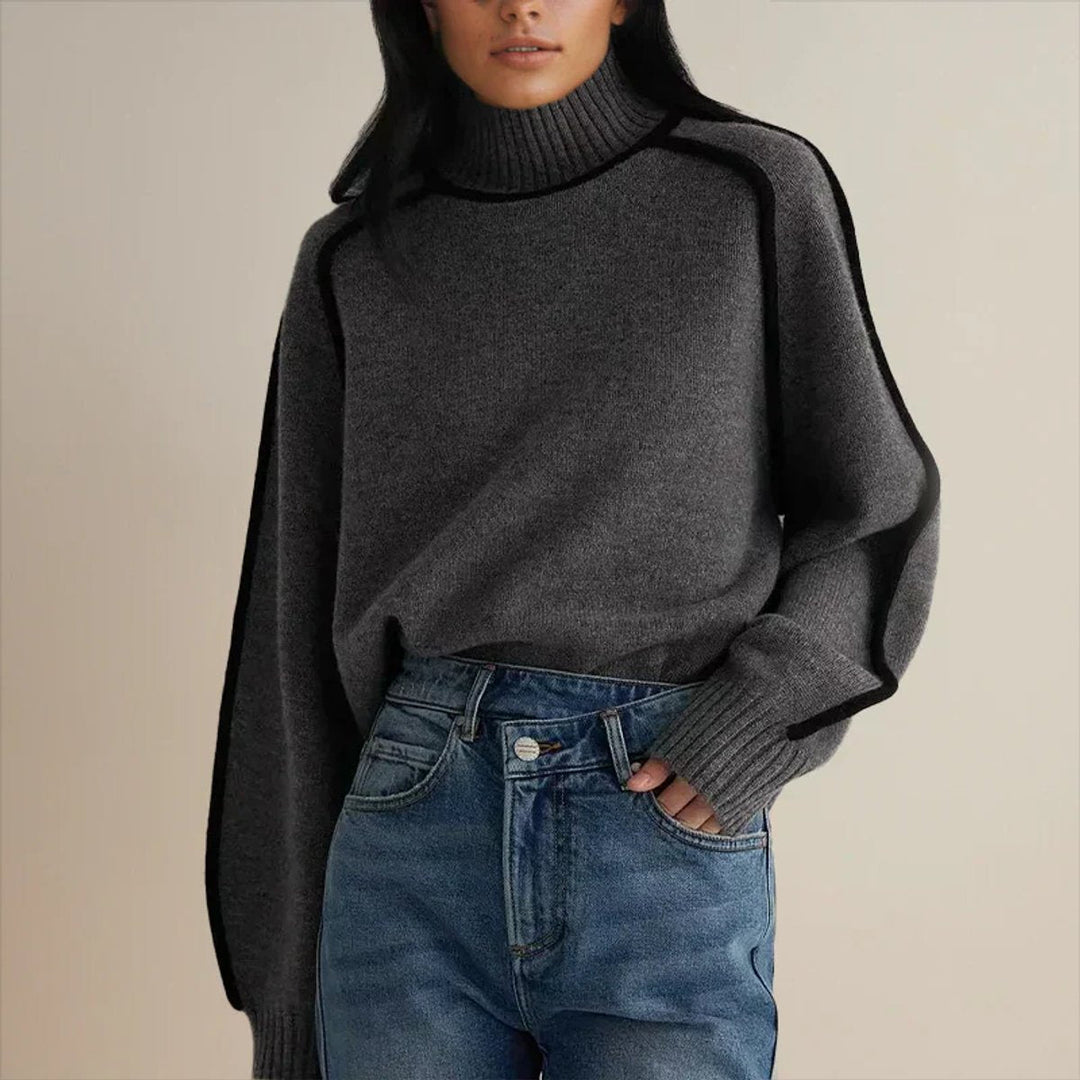 Oriana | Women's Oversized Striped Roll Neck Jumper