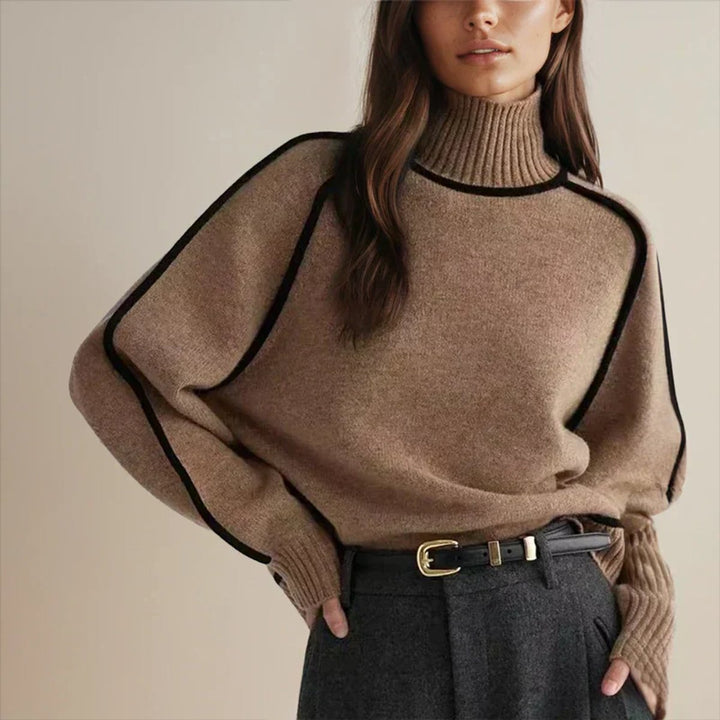 Oriana | Women's Oversized Striped Roll Neck Jumper