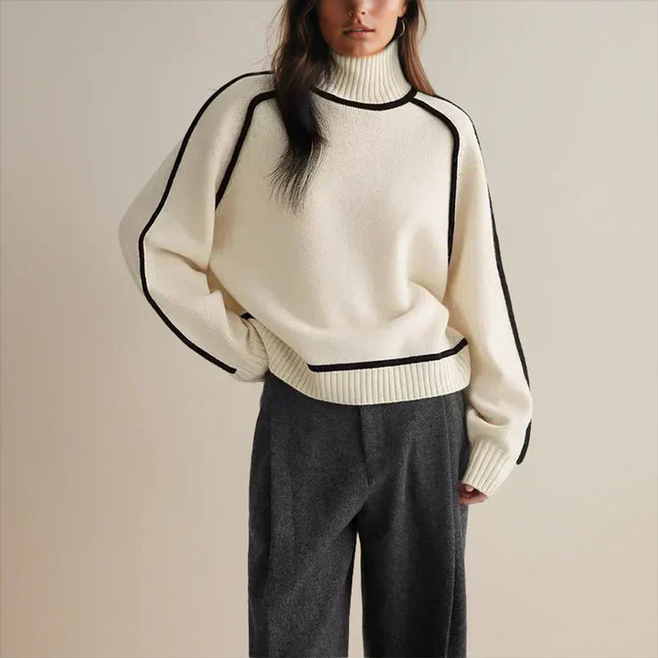 Oriana | Women's Oversized Striped Roll Neck Jumper
