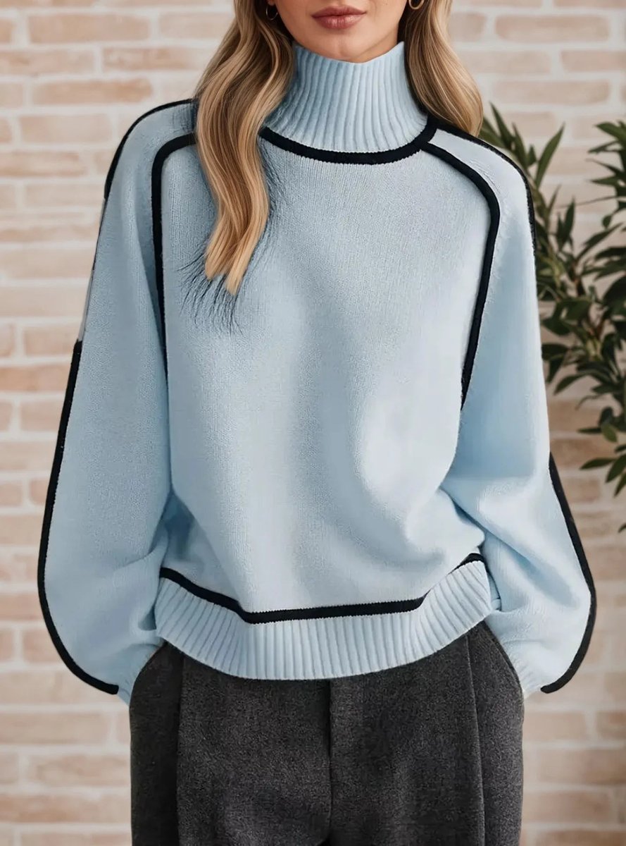 Oriana | Women's Oversized Striped Roll Neck Jumper