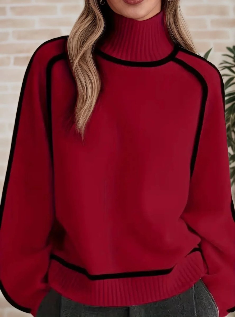 Oriana | Women's Oversized Striped Roll Neck Jumper